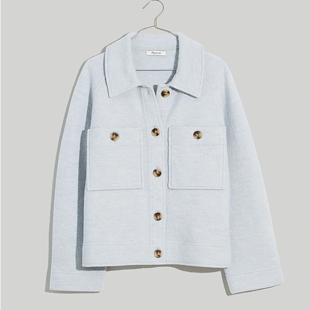 Madewell Blue Crop Wool Sweater Shirt Jacket